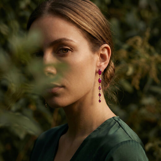 Five-stone pink drop earrings by Mirabelle